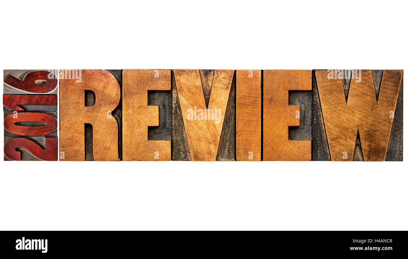 2016 review banner - annual review or summary of the recent year - isolated word abstract in letterpress wood type blocks Stock Photo
