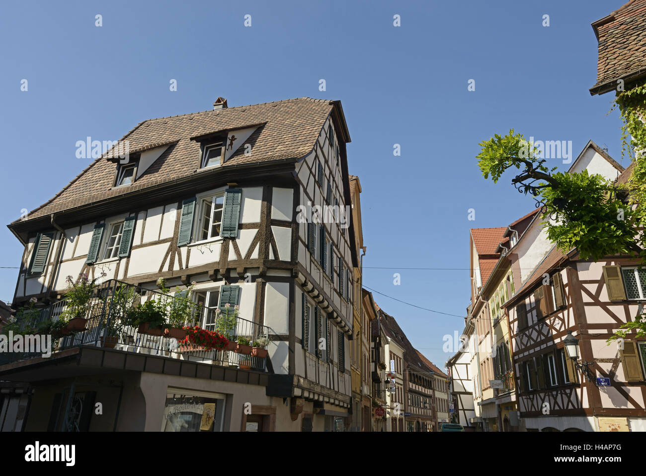 Wissembourg, Old Town, half-timbered houses, Alsace, France, Stock Photo
