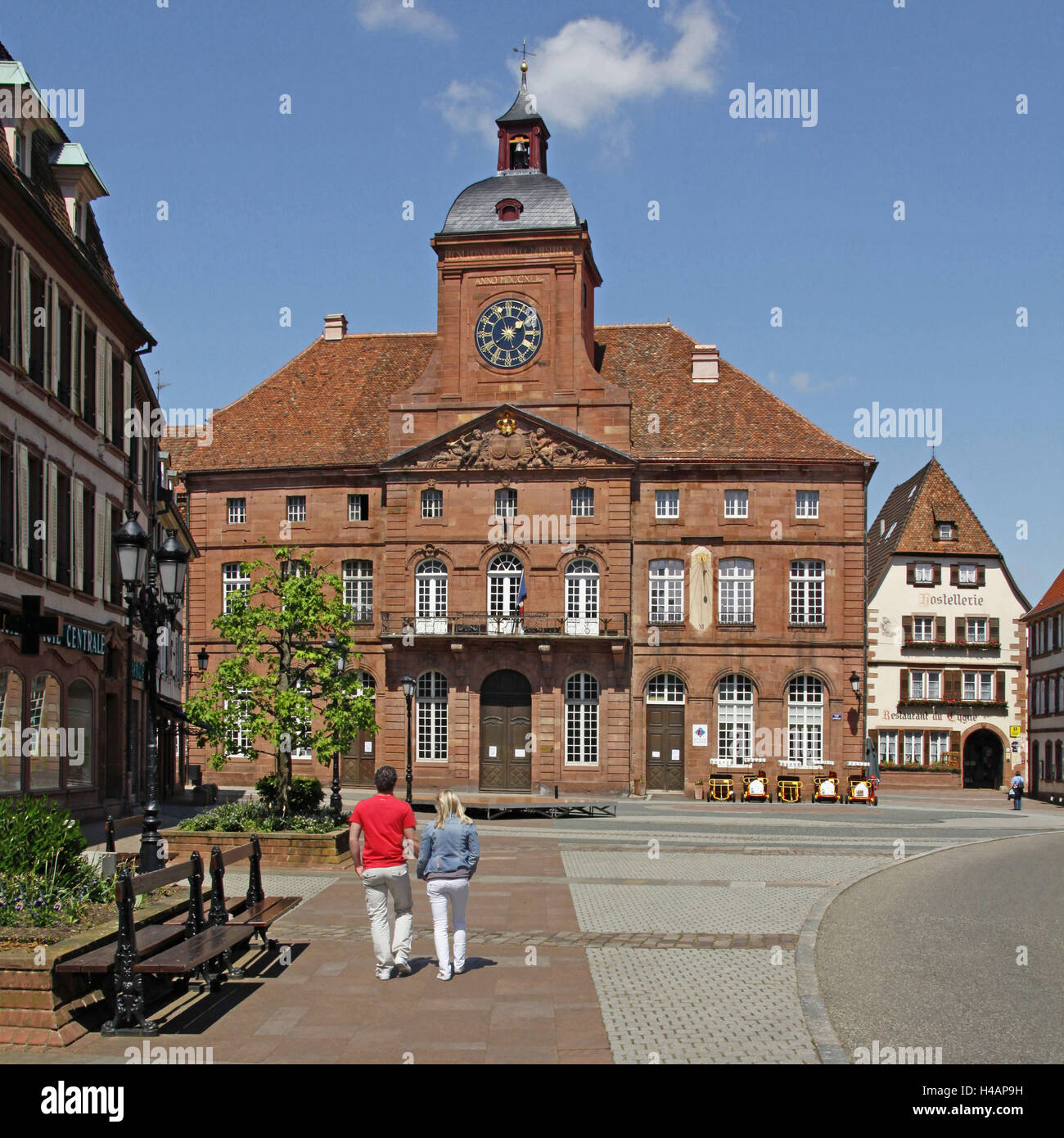 France, Alsace, Wissembourg, white castle, white castle, city hall, hotel de Ville Stock Photo