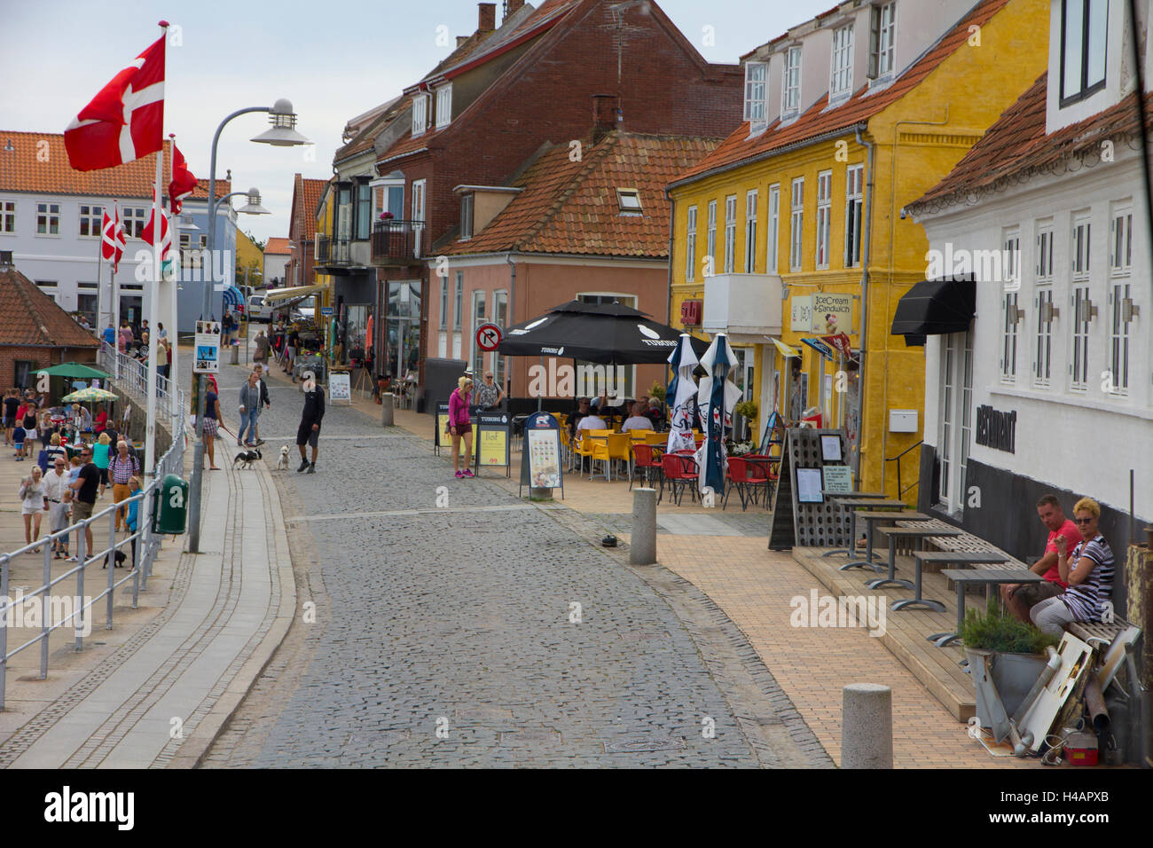 A Danish island in the Baltic Sea, Bornholm is a popular vacation destination for northern Europeans.  Seen here is Svaneka town Stock Photo