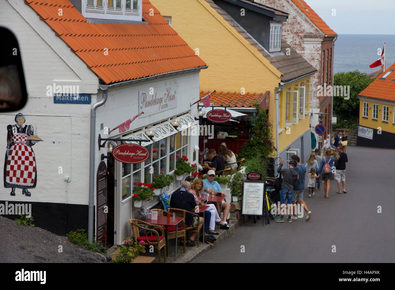 A Danish island in the Baltic Sea, Bornholm is a popular vacation destination for northern Europeans.  Seen here is Svaneka town Stock Photo