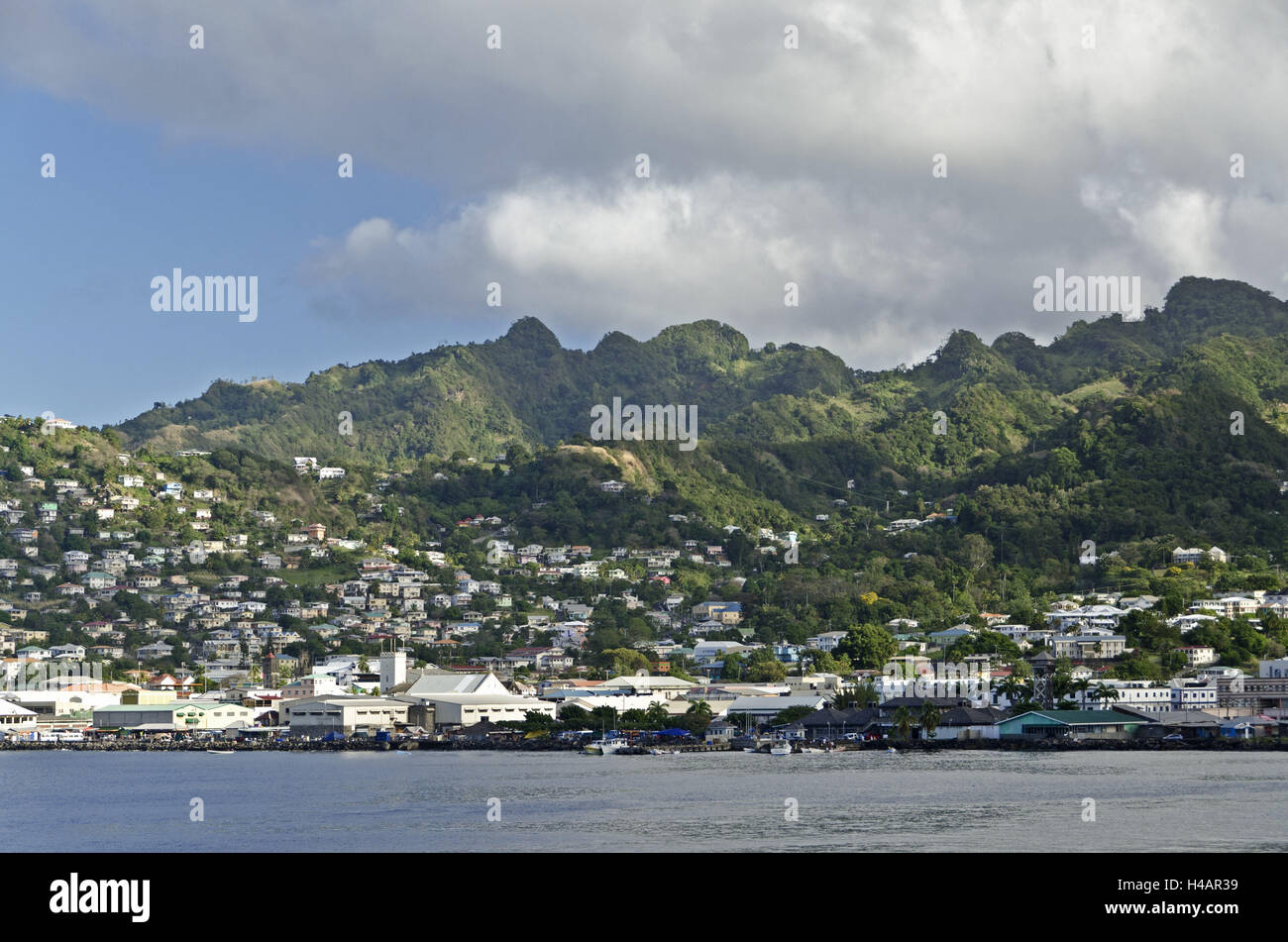 The Caribbean, Saint Vincent, Kingstown, view from the town, Stock Photo