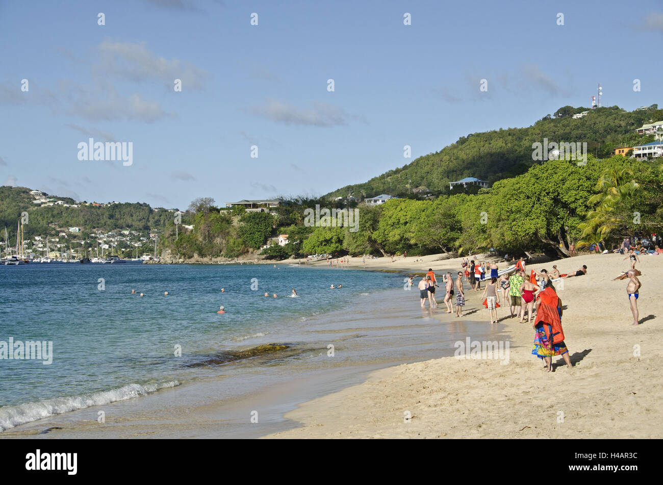 The Caribbean, the Grenadines, Bequia, Admirality Bay, beach, tourist, Stock Photo