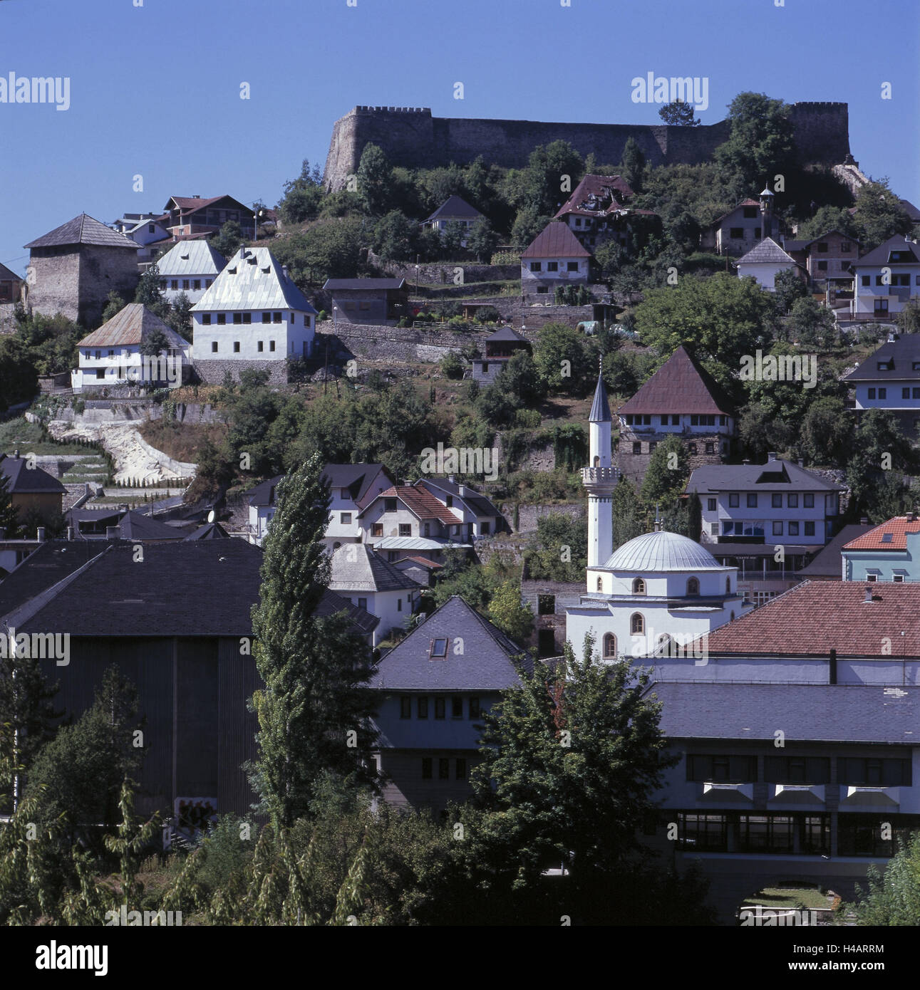 Bosnia-Herzegovina, Jajce, town, from above, Stock Photo