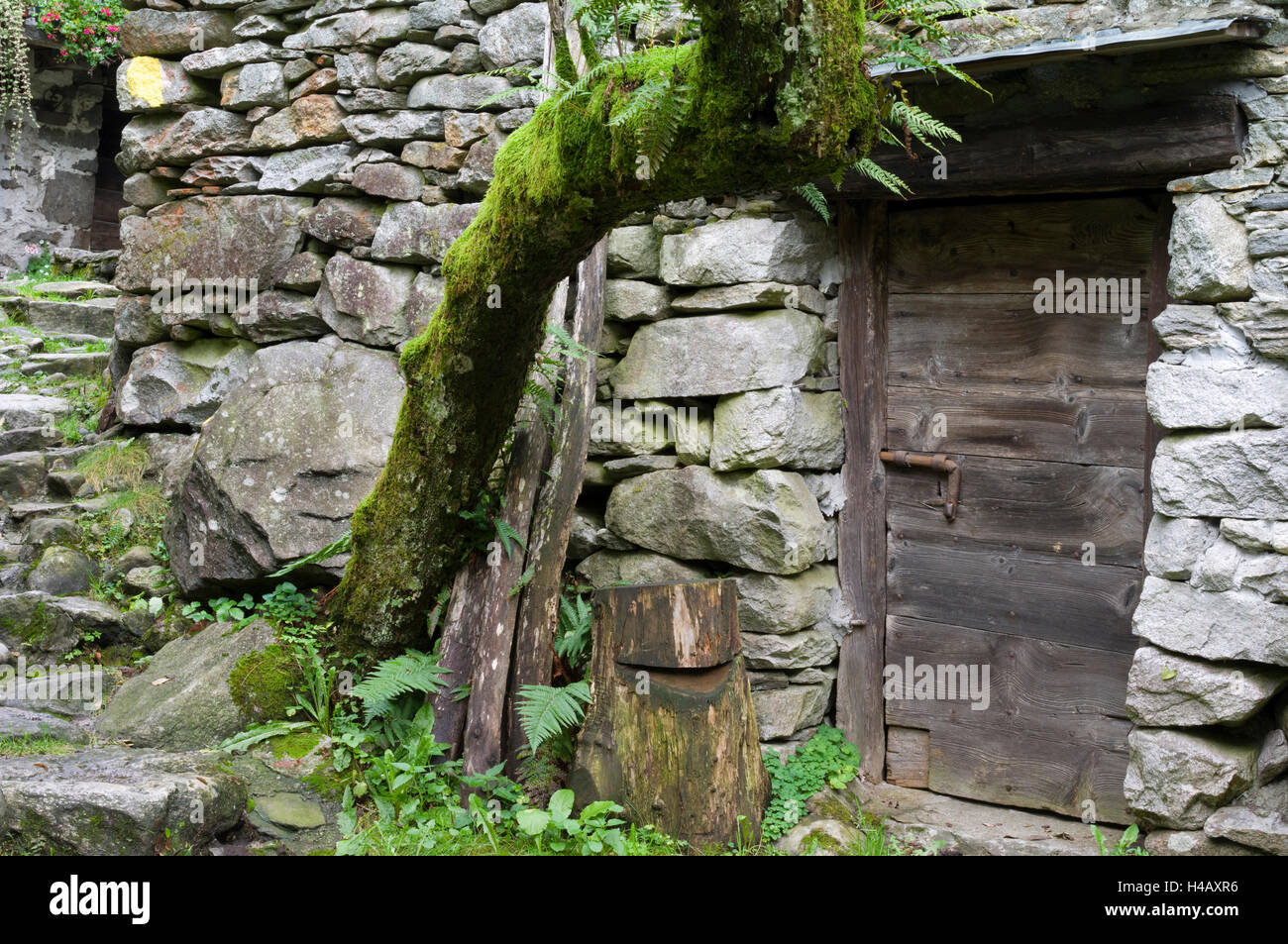 Old storage in the Verzasca Valley Stock Photo