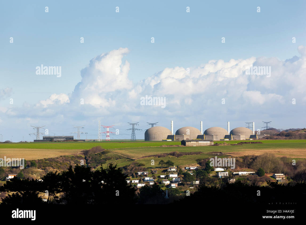 Nuclear power plant, coast, Normandy Stock Photo
