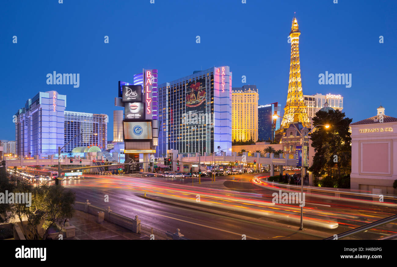 Ballys Hotel, Paris Las Vegas Hotel, Strip, South Las Vegas Boulevard, Las Vegas, Nevada, USA Stock Photo