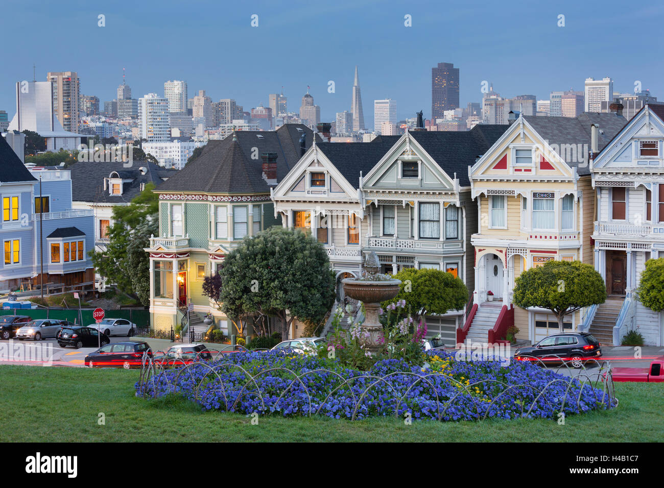 Victorian houses at the Alamo Square, San Francisco, California, USA