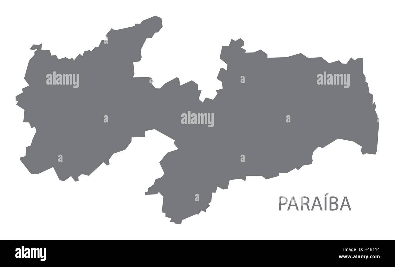 Paraiba Brazil map in grey. Stock Vector