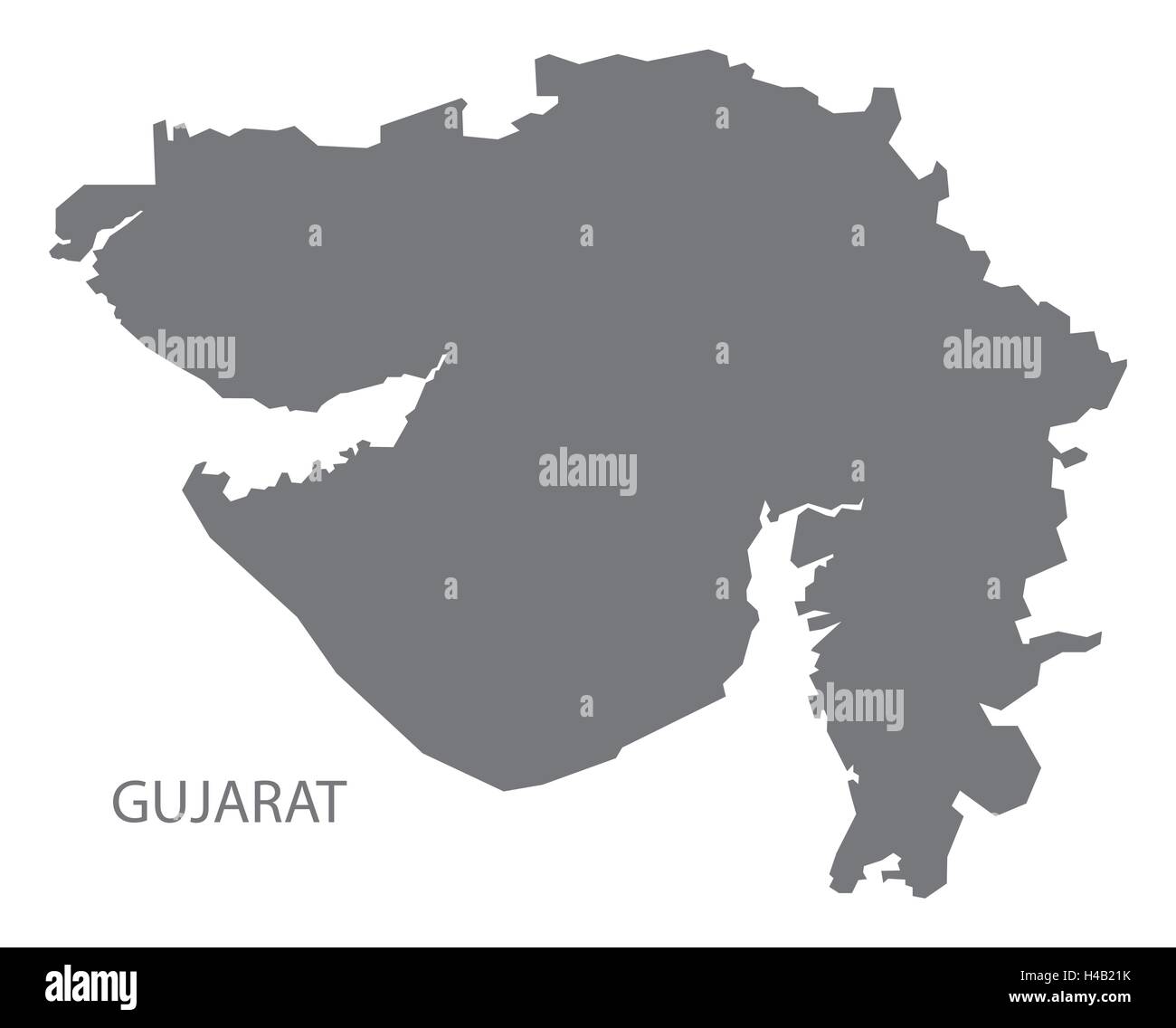 Gujarat india grey map illustration Stock Vector
