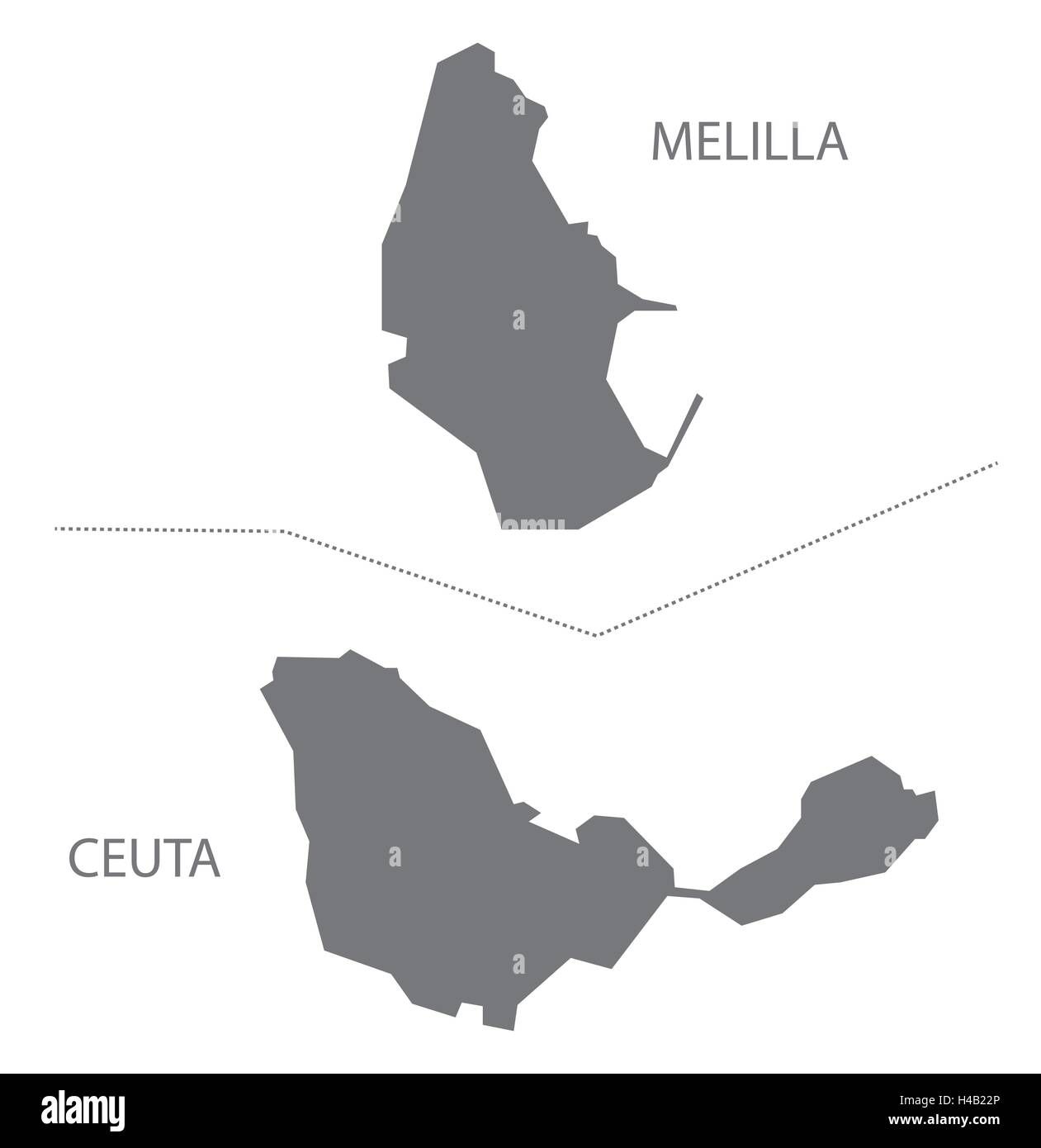 Melilla and Ceuta Spain Map in grey Stock Vector