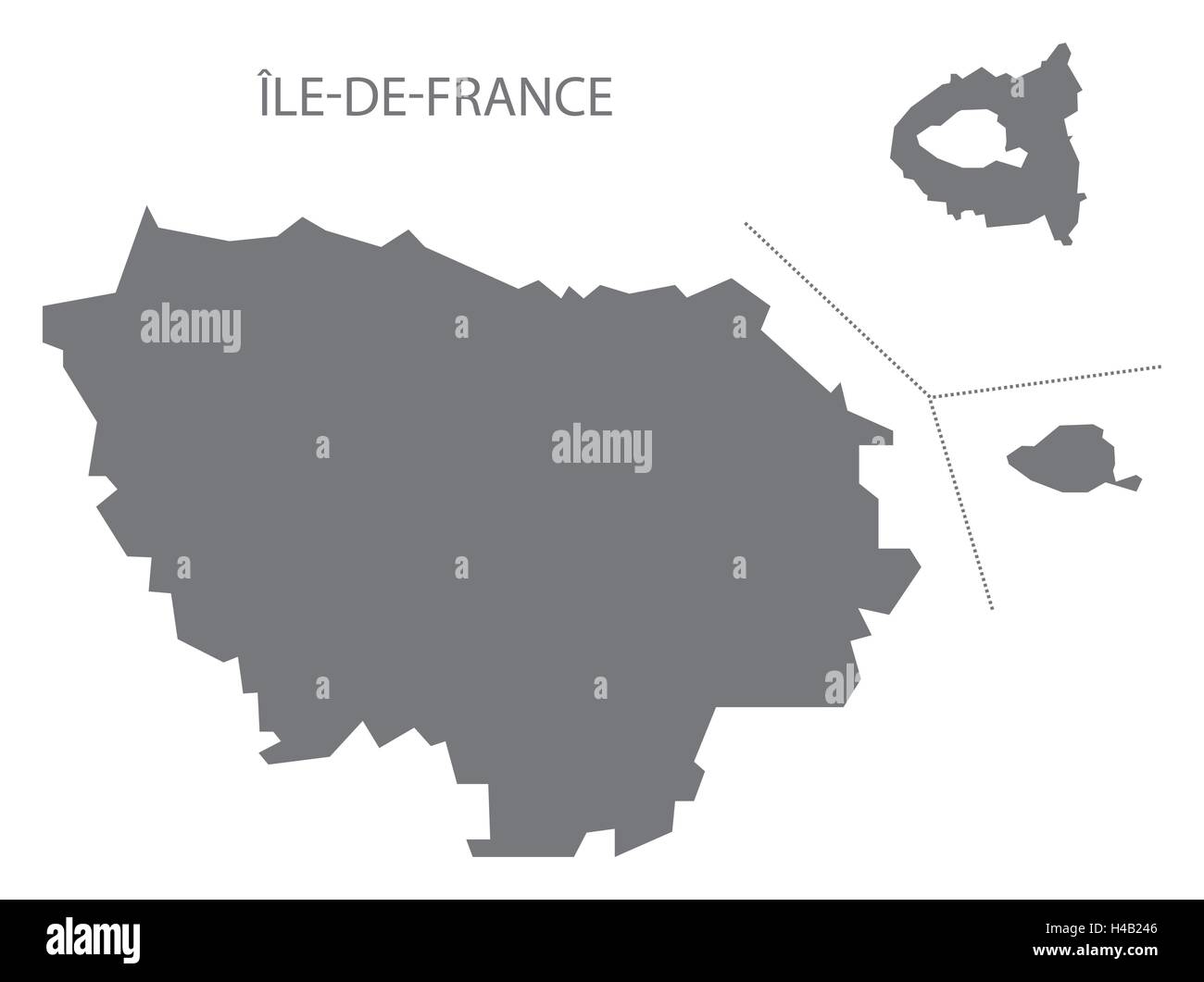 Ile-de-France France Map grey Stock Vector