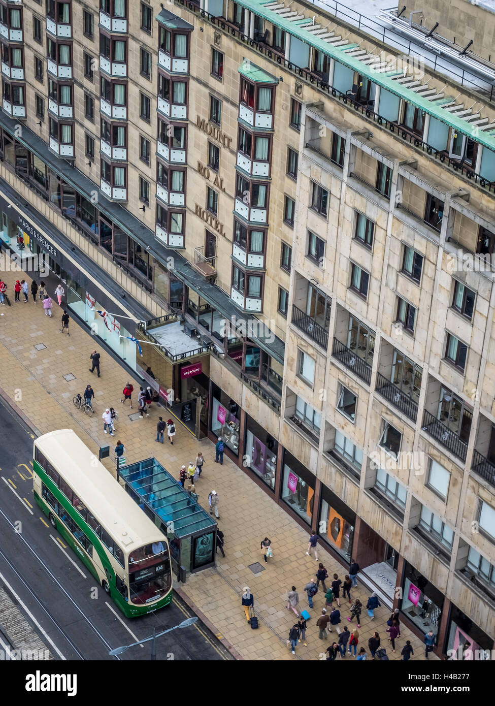 Edinburgh, Scotland -  31 August 2016 : Modern double deck bus operated by Lothian busses in the centre of Edinburgh, Scotland Stock Photo