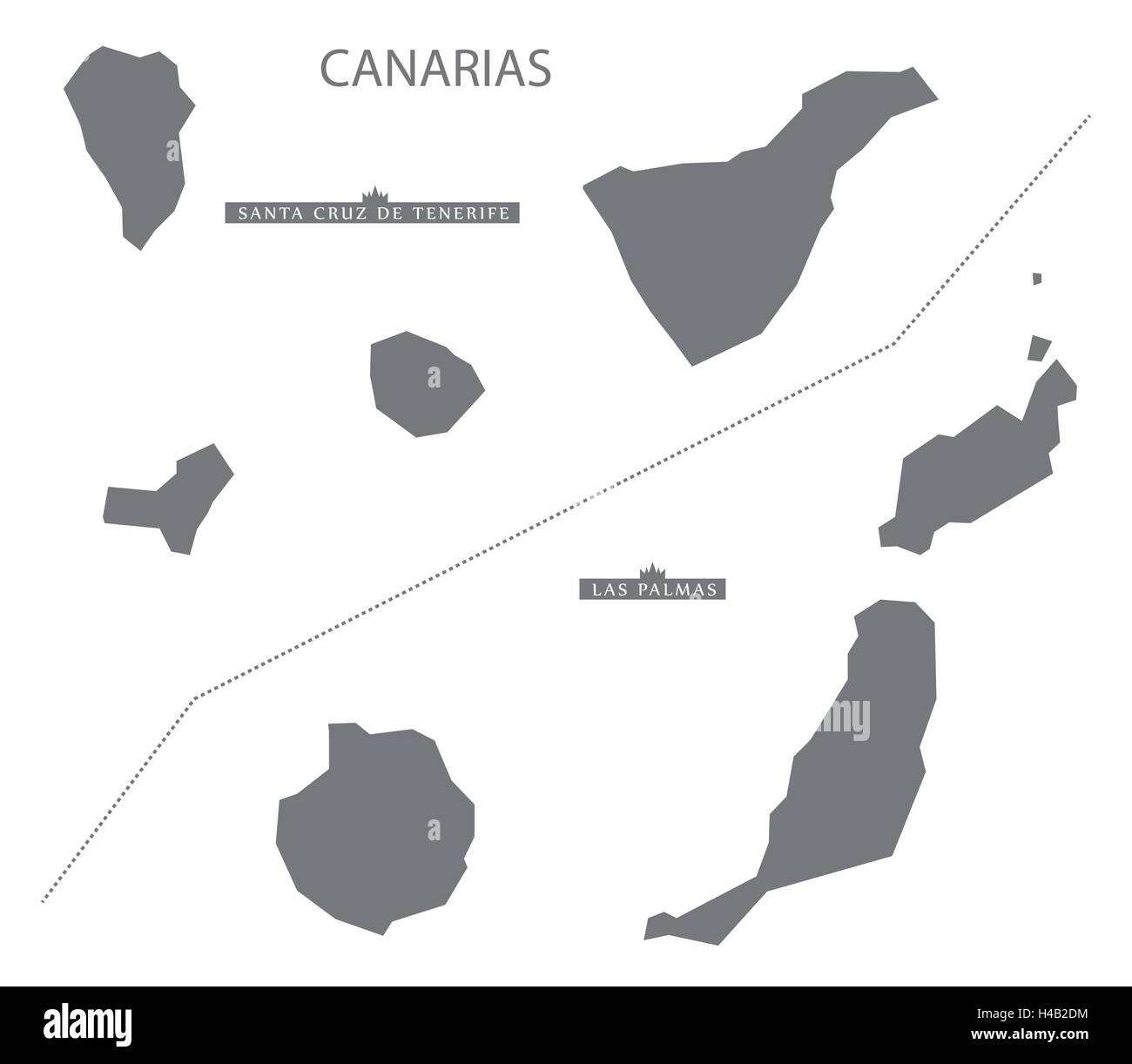 Canarias Spain Map in grey Stock Vector