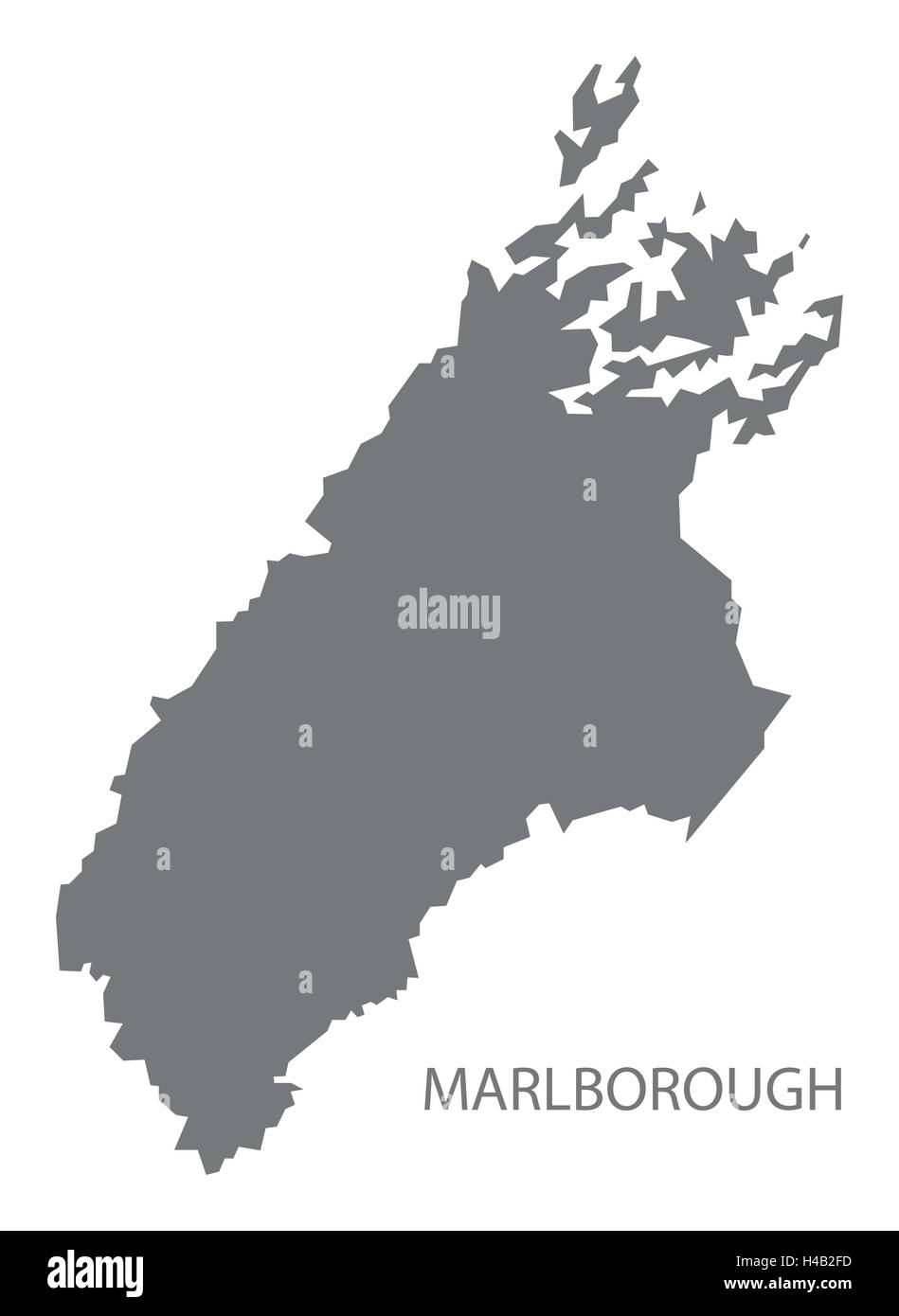 Marlborough New Zealand Map grey Stock Vector