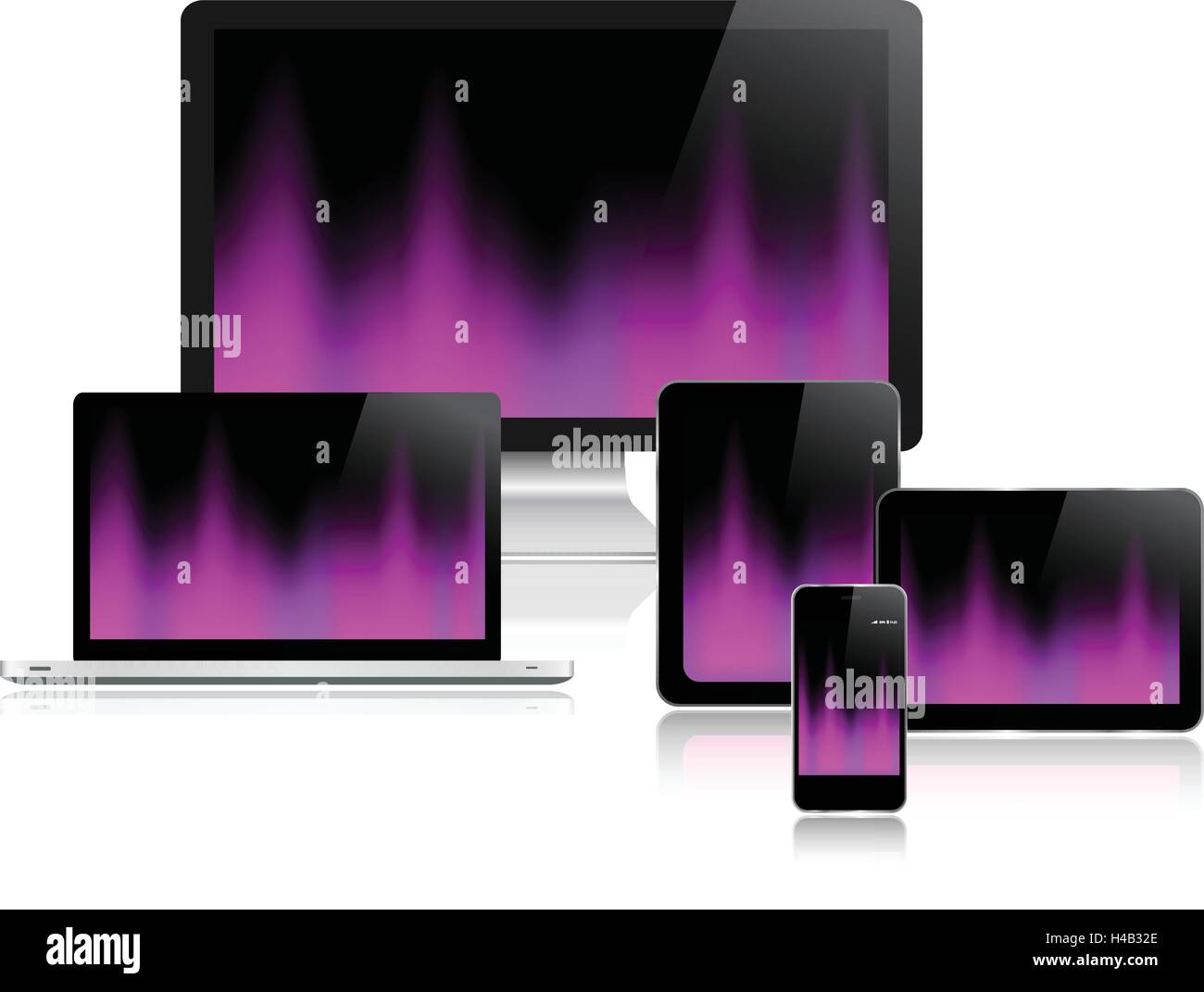 Responsive website template on multiple devices Stock Vector
