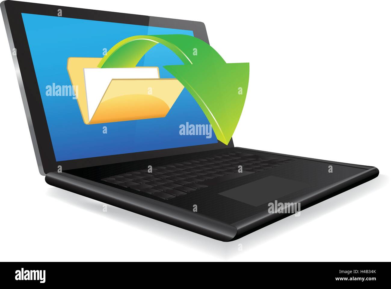 Uploading documents from laptop Stock Vector