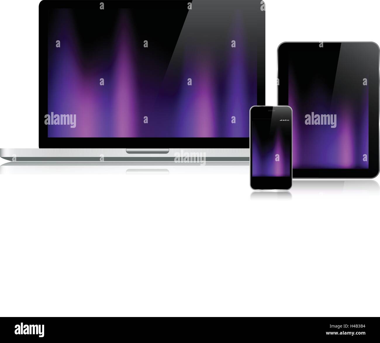 Electronic devices set laptop, tablet and smartphone Stock Vector