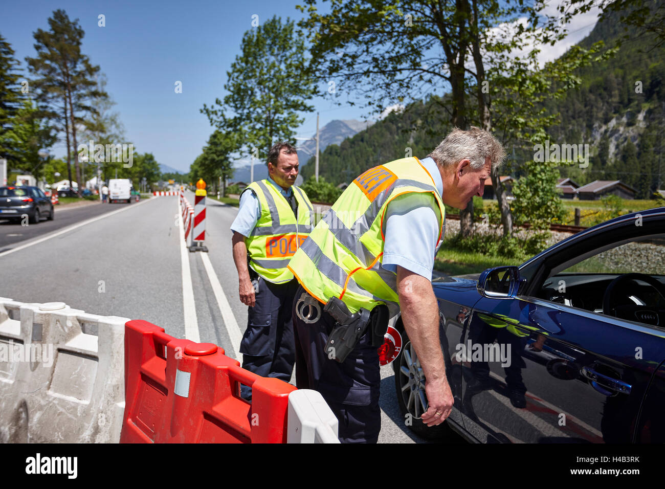 Police check, country road Stock Photo - Alamy