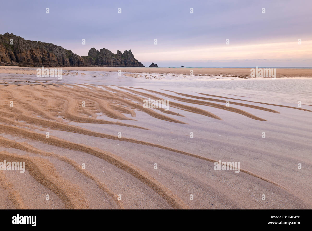 Pednvounder beach at low tide, Cornwall, England. Stock Photo