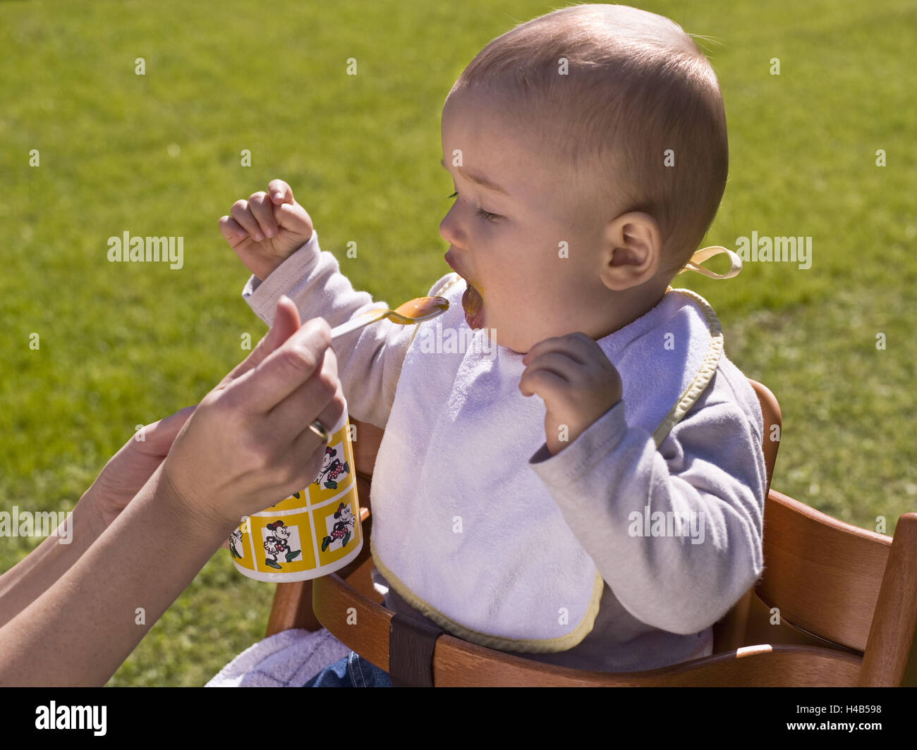 Garden Woman Detail Hands Spoons Cup Baby Feed High