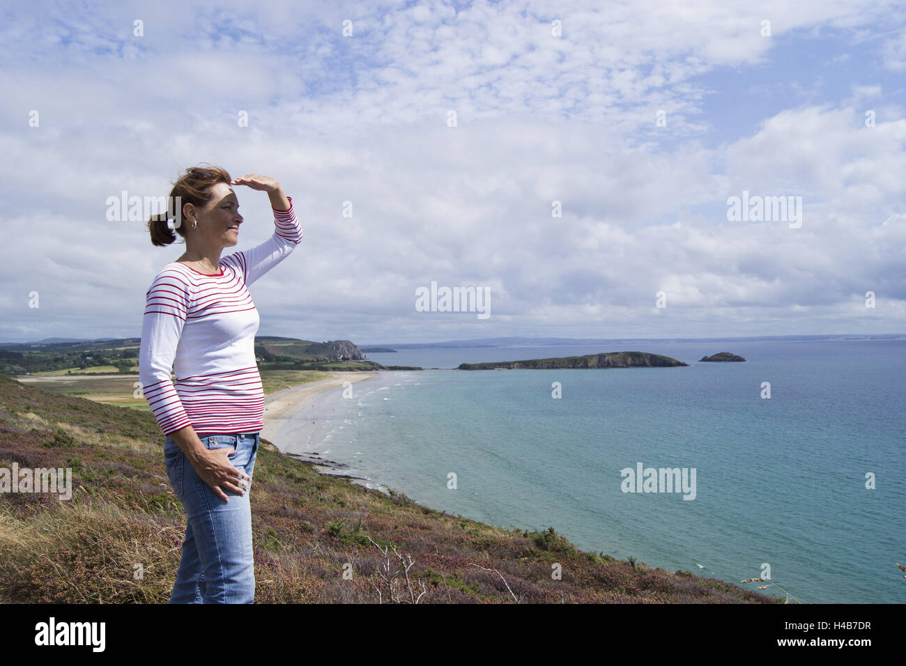 Woman, coast, view of the sea, Stock Photo