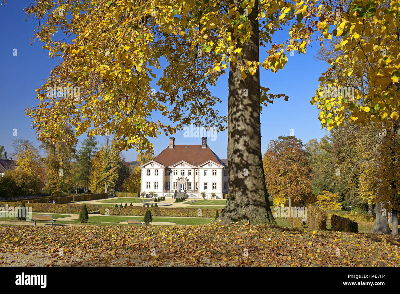 Germany, Ostwestfalen-Lippe, Schieder castle, castle grounds, autumn, Stock Photo