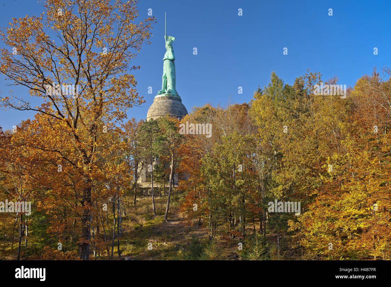 Germany, east Westphalian's lip, Teutoburger wood, Hermann's monument, autumn colours, Stock Photo