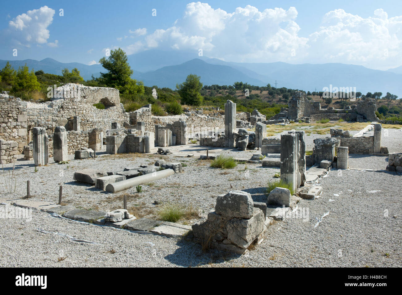 Turkey, province Mugla, Kinik, Xanthos, foundations of a Byzantine cloister, Stock Photo