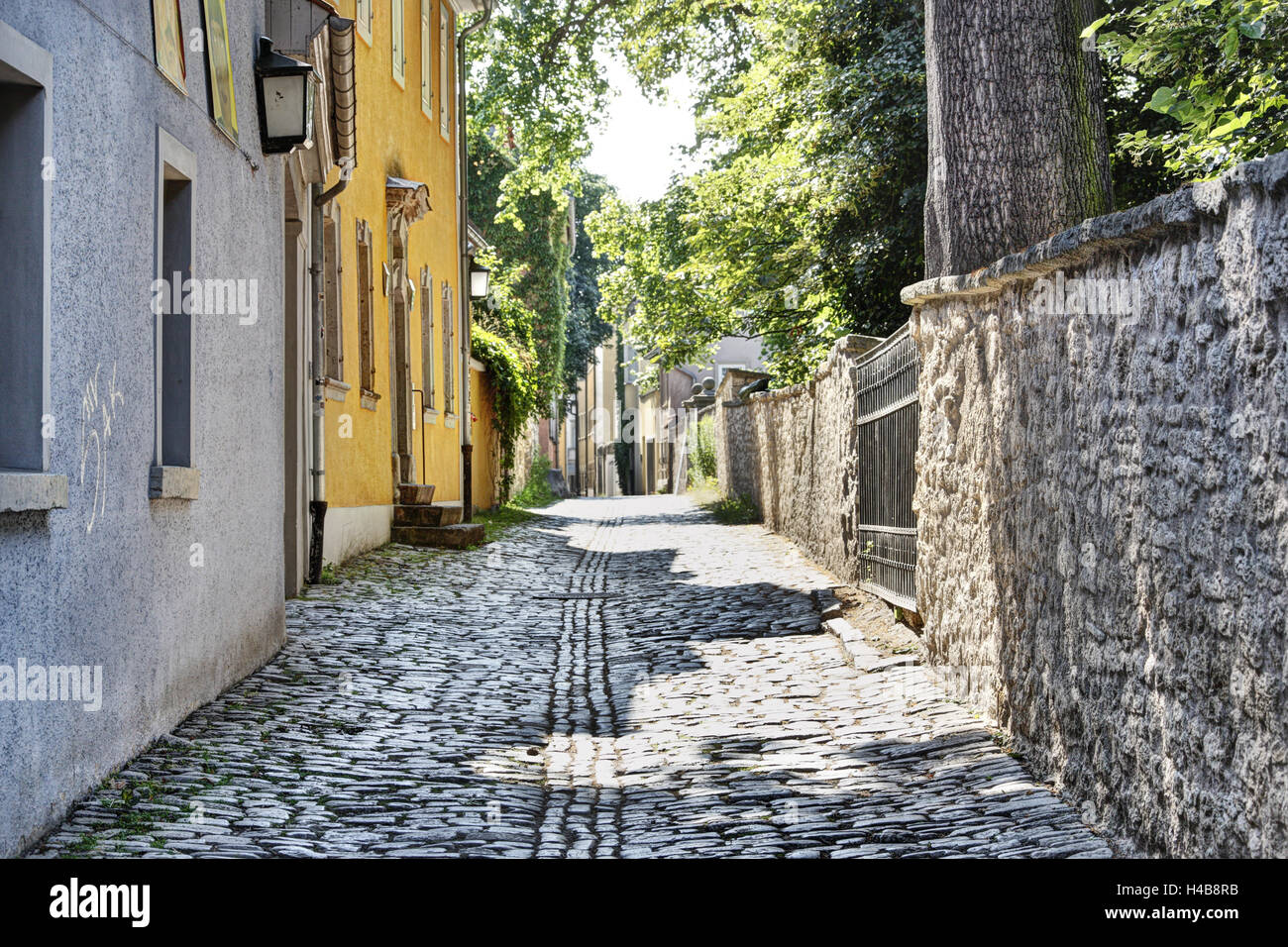 Germany, Thuringia, Weimar, alley, cobblestones, Stock Photo