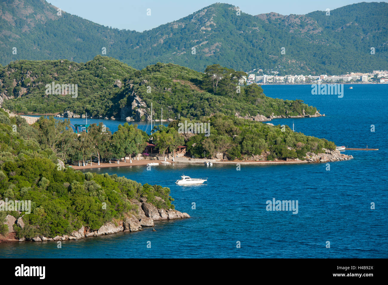 Turkey, province of Mugla, Marmaris, view of the peninsula Adaköy to the town Stock Photo