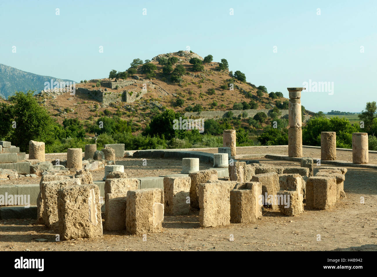 Asia, Turkey, province of Mugla, Dalyan, excavation of Kaunos, terrace temple Stock Photo