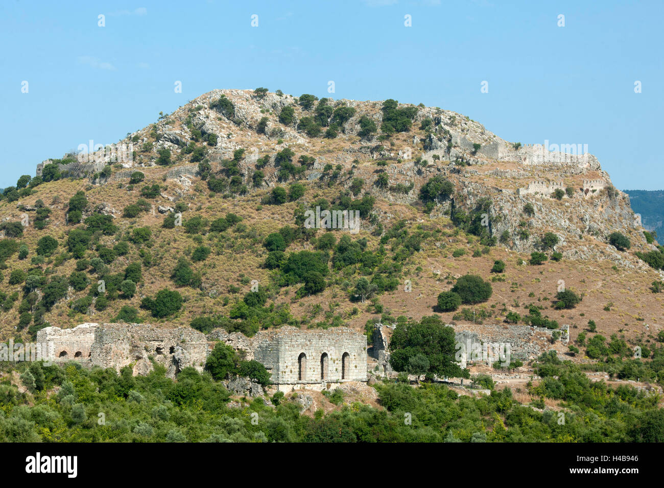 Asia, Turkey, province of Mugla, Dalyan, excavation of Kaunos, Acropolis hill Stock Photo
