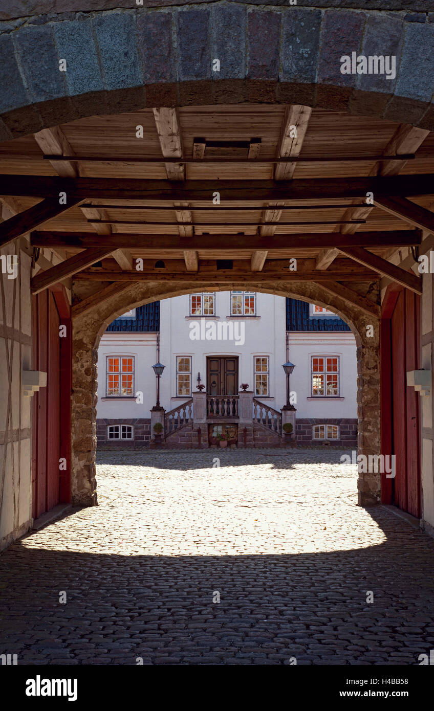 Manor house, architecture, driveway, Fyn Stock Photo Alamy