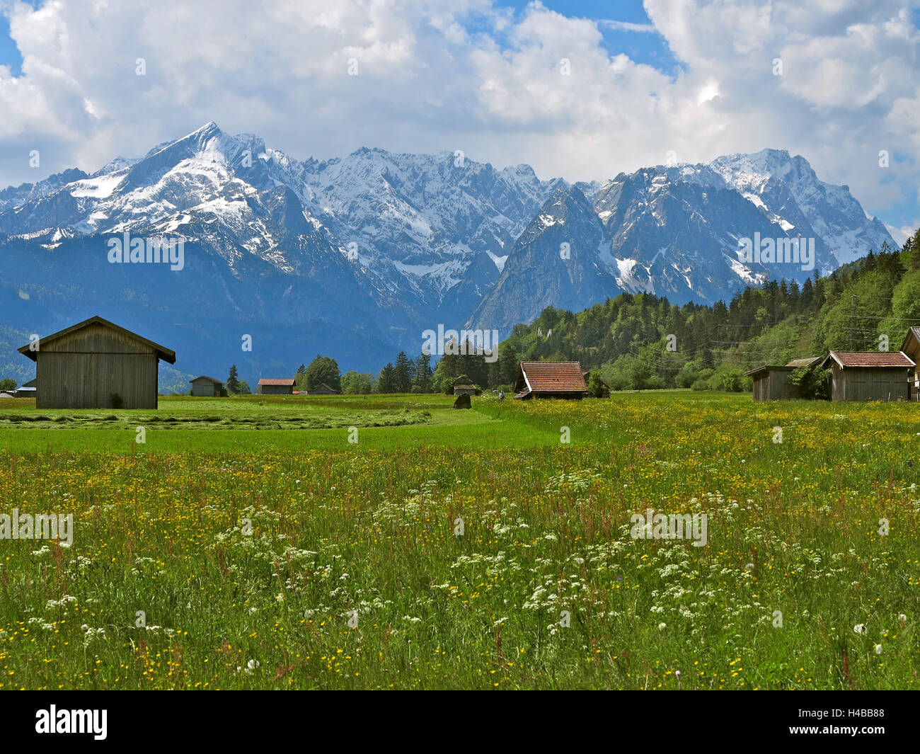 Germany, Upper Bavaria, Farchant, Werdenfelser Land, Wetterstein Mountains Stock Photo