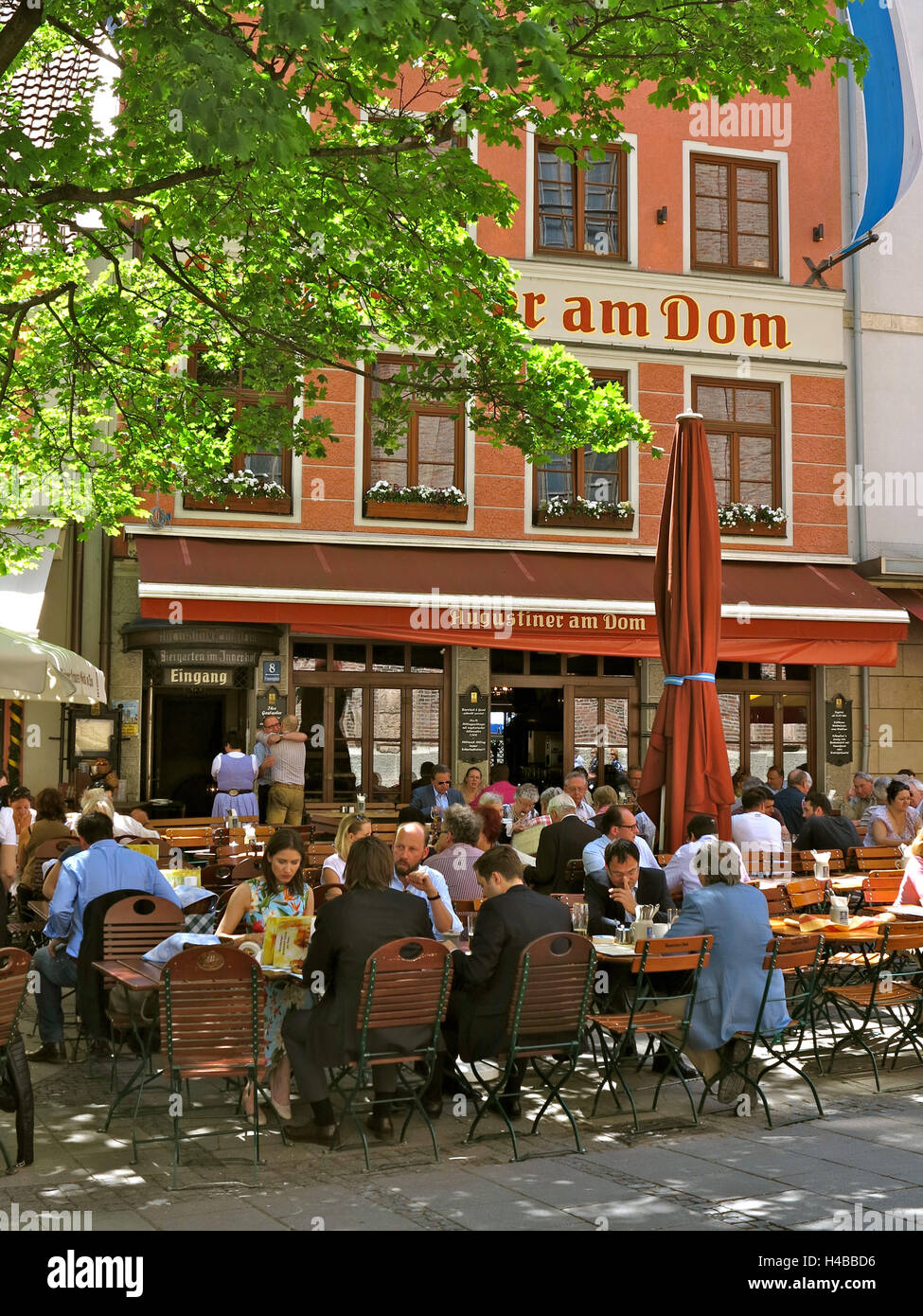Germany, Upper Bavaria, Munich, restaurant at the cathedral Stock Photo