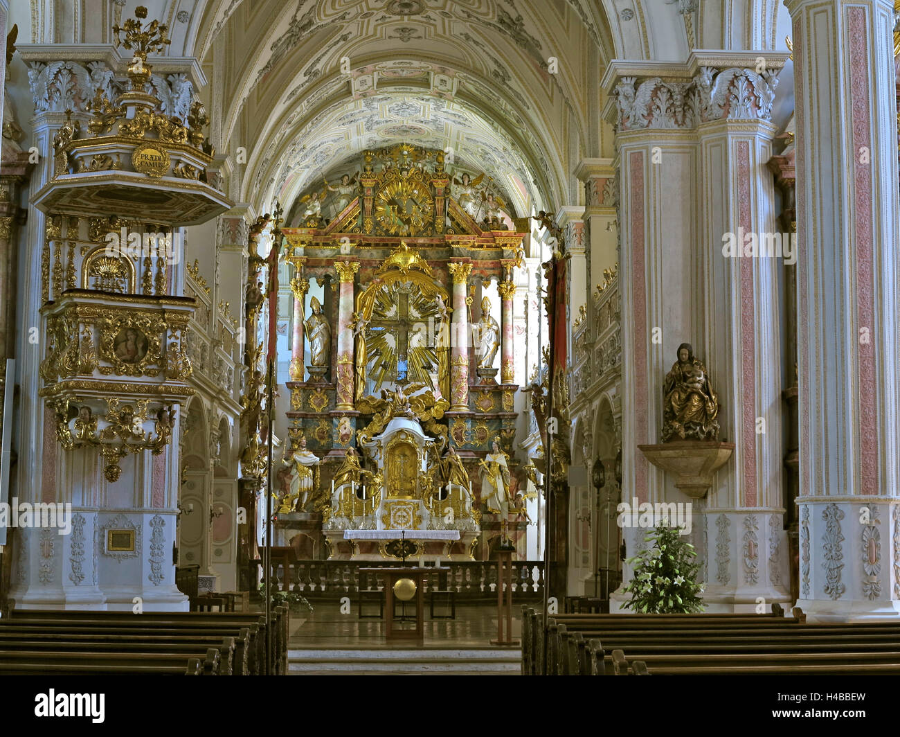 Germany, Upper Bavaria, Polling, collegiate church Holy cross Stock Photo