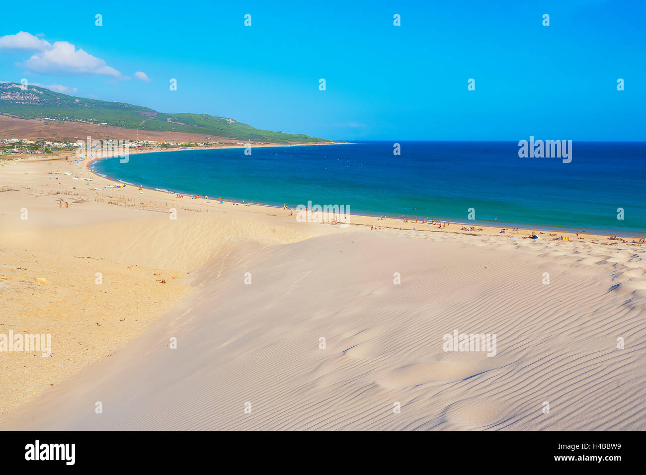 Bolonia beach and sand dune, Bolonia, Cadiz Province, Costa de la Luz, Andalusia, Spain Stock Photo