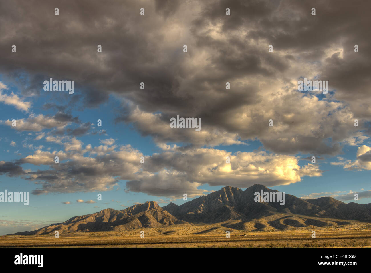 Clouds over the Sierra Ladrones, Socorro co., New Mexico, USA. Stock Photo