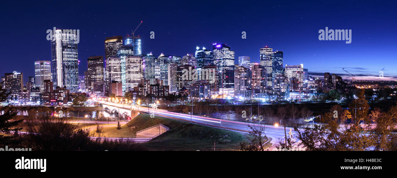 Calgary Downtown Night Sky Stock Photo Alamy