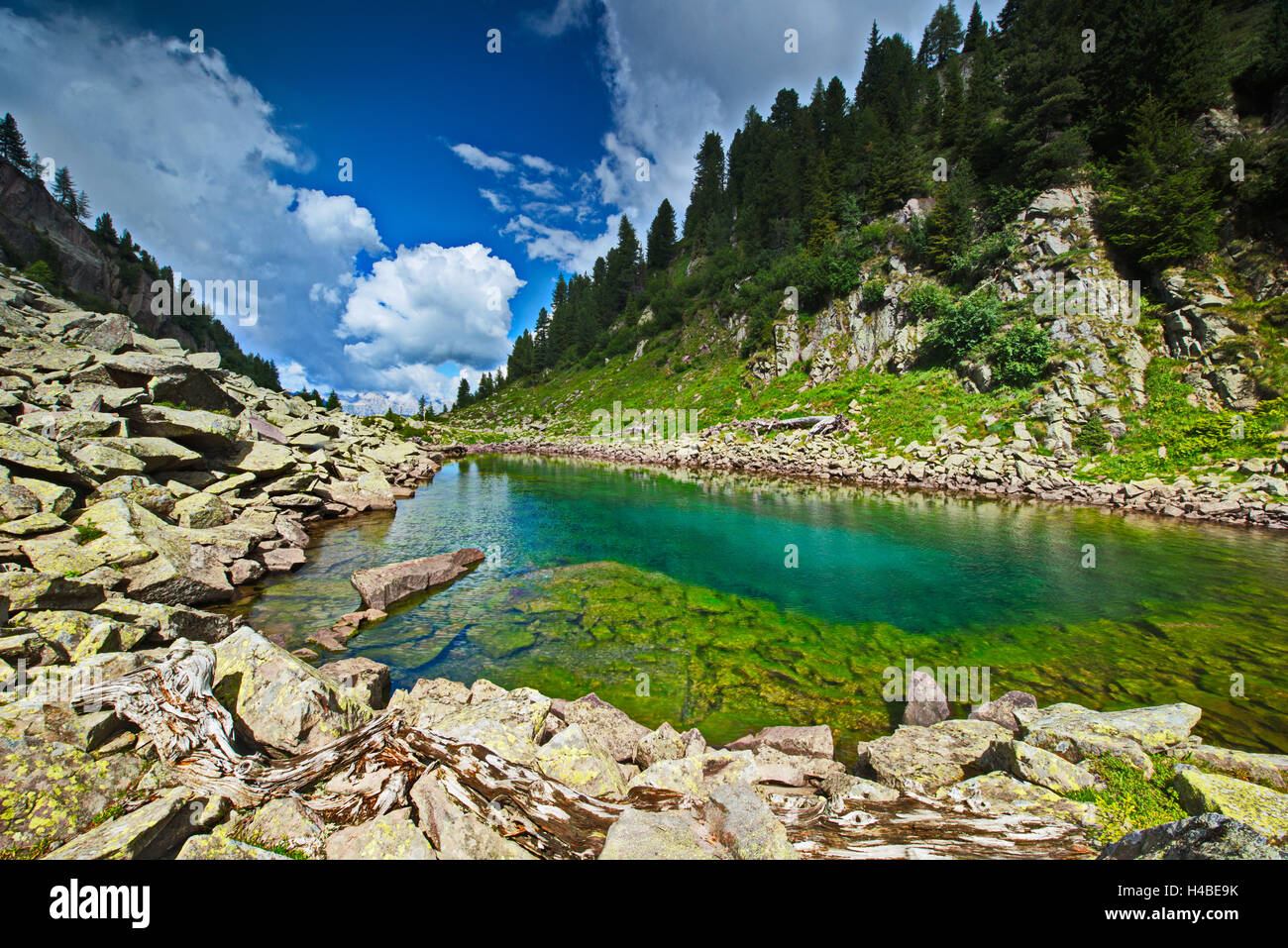 bluish green mountain lake Stock Photo