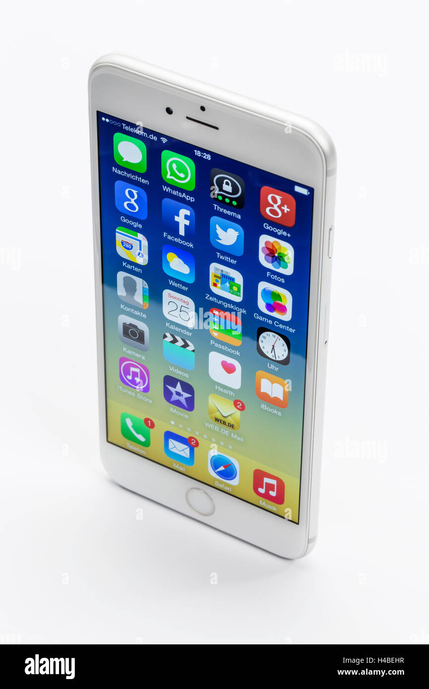 Apple iPhone 6 plus, display, Apps, programs, multi-touch function, Stock Photo