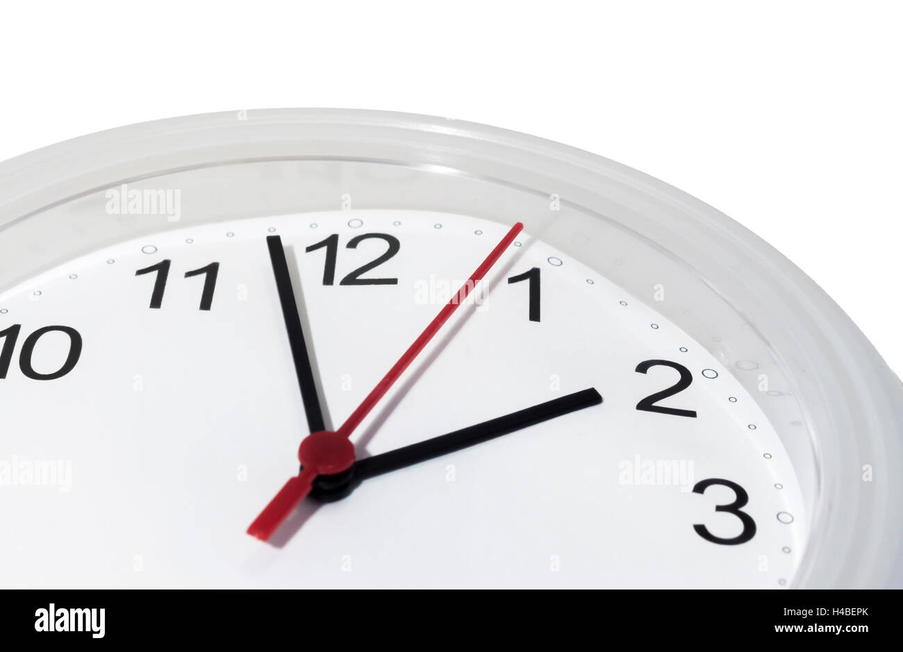 Modern clock with second hand just before deadline isolated Stock Photo