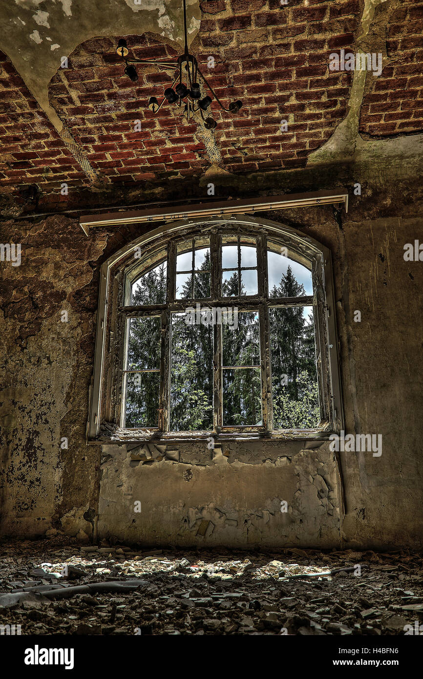 Lost Places, old window in the remedial sites Stock Photo