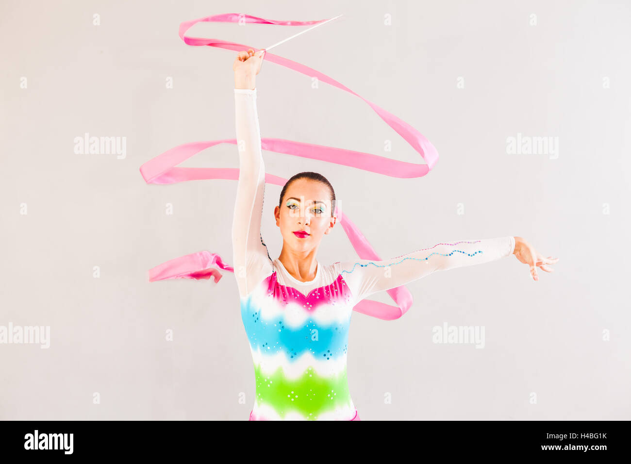 gymnast with ribbon Stock Photo - Alamy