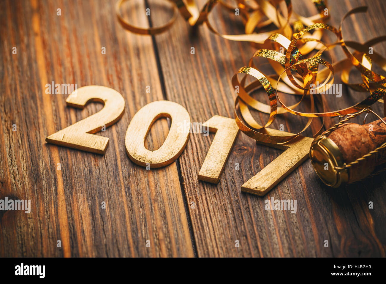 Happy New Year 2017,  wood number idea Stock Photo
