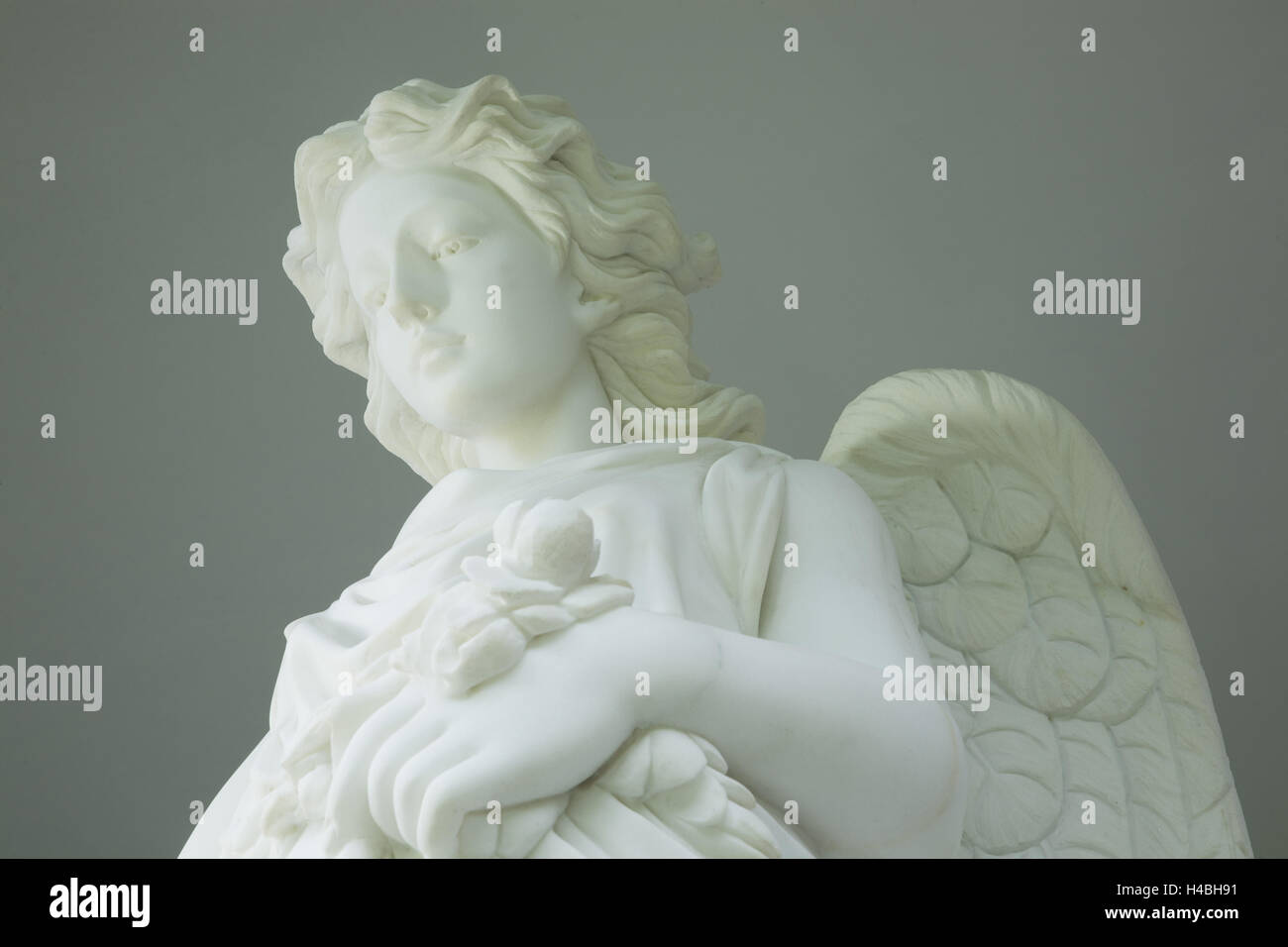 White marble angel from 1890 in the tomb of the family Nugent on the ...