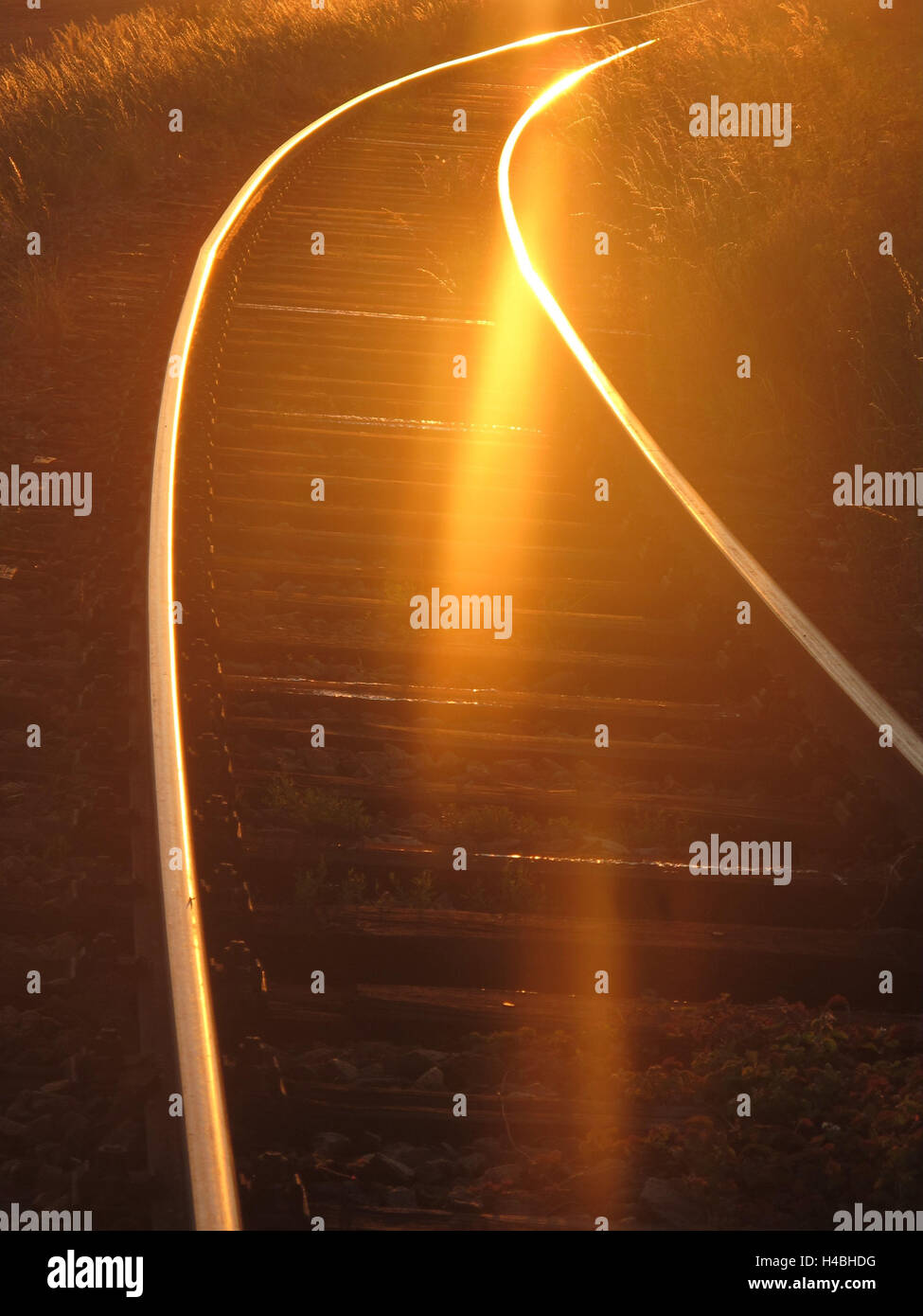 Trajectory rails in the evening light, Stock Photo