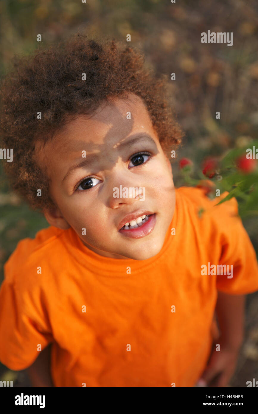 Small boy, swarthy, portrait, Stock Photo