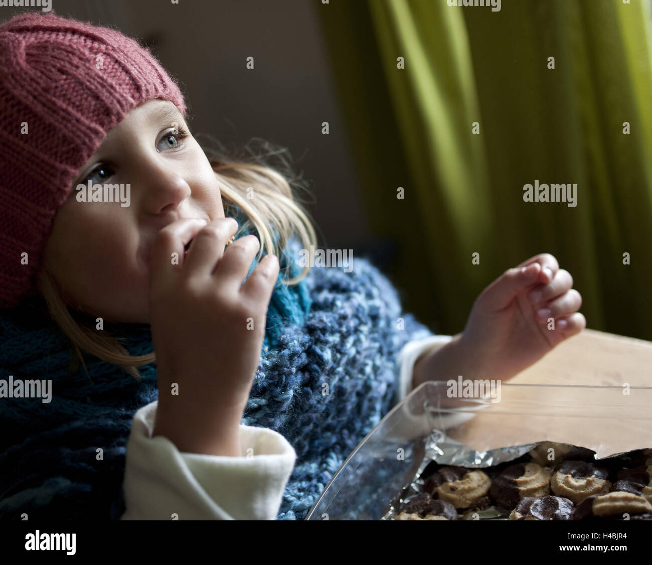 Girls, little places, eat, nibble, Stock Photo